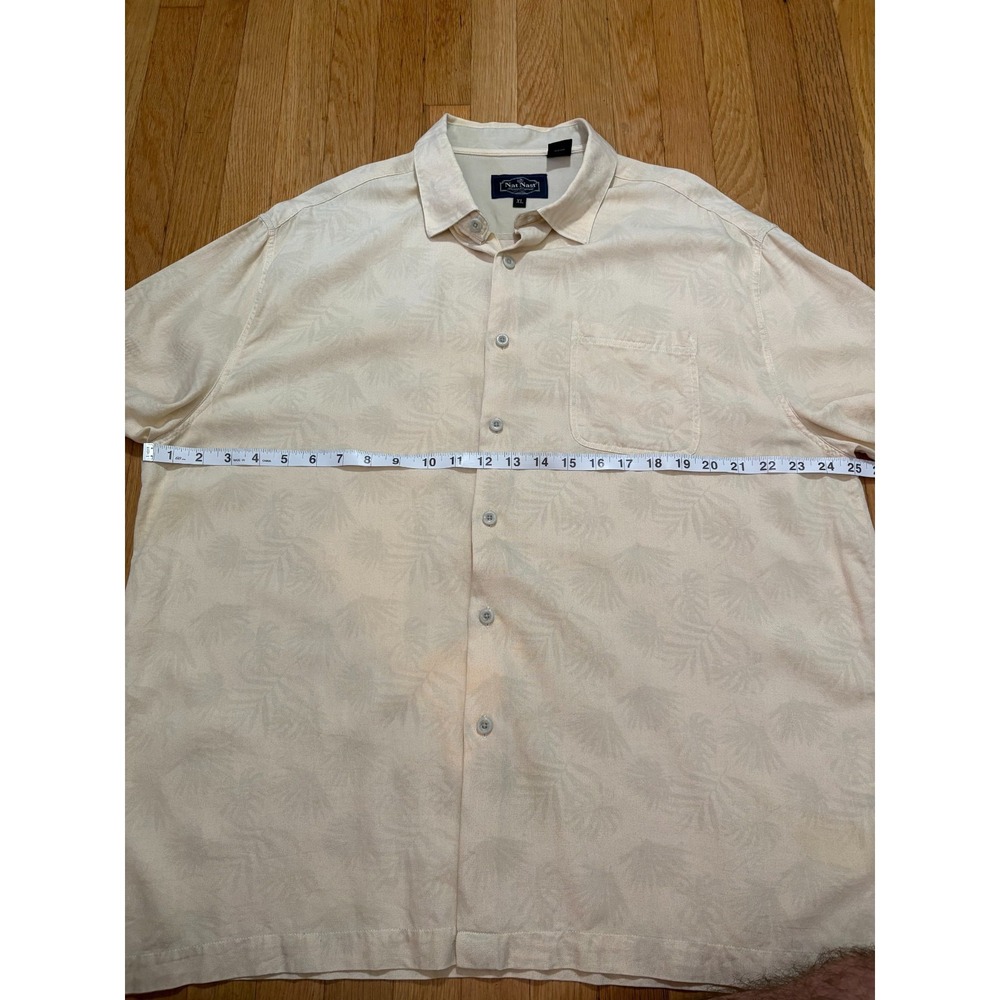 Nat Nast Silk Cotton Palm Leaf‎ Camp Shirt XL Beige Resort - Picture 9 of 12